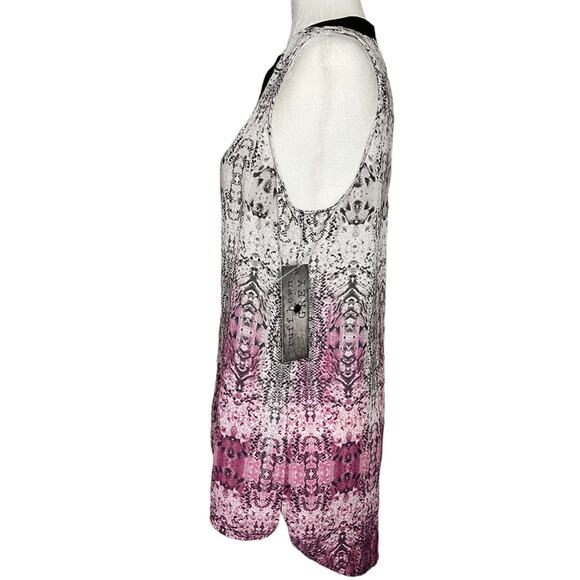 NWT RUFF‎ HEWN GREY Sleeveless V-Neck Button Front Pink/White Ombré Shirt Size M - Picture 2 of 12